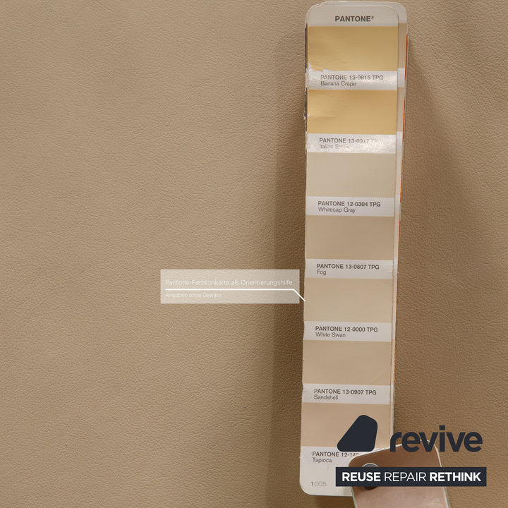 FSM Leder Ecksofa Creme Sofa Couch Funktion Recamiere rechts