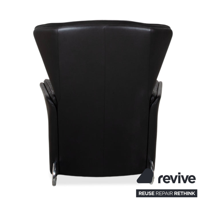 FSM Unus Leder Sessel Schwarz manuelle Relaxfunktion
