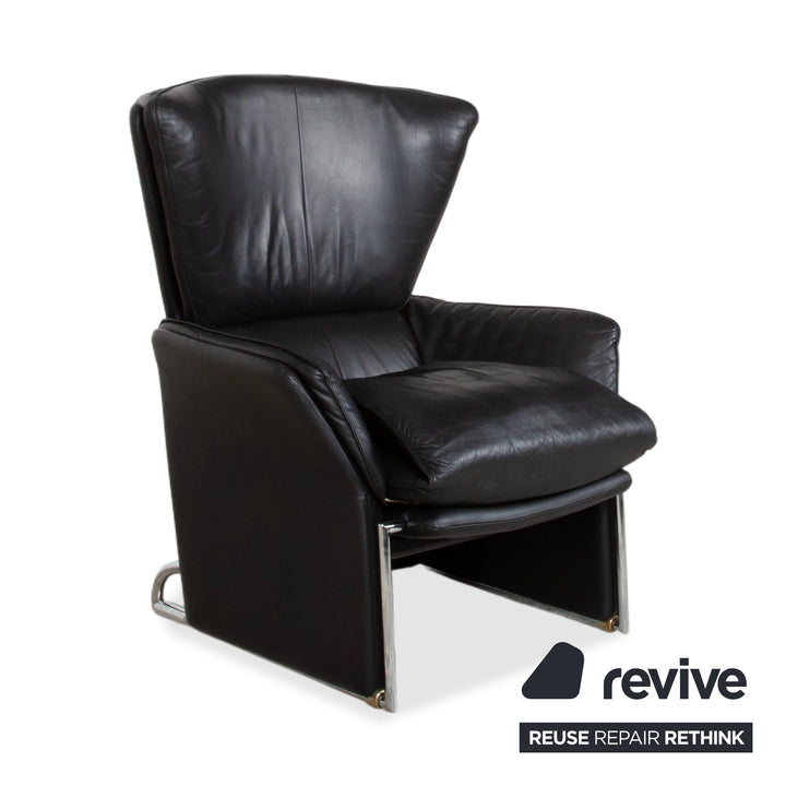 FSM Unus Leder Sessel Schwarz manuelle Relaxfunktion