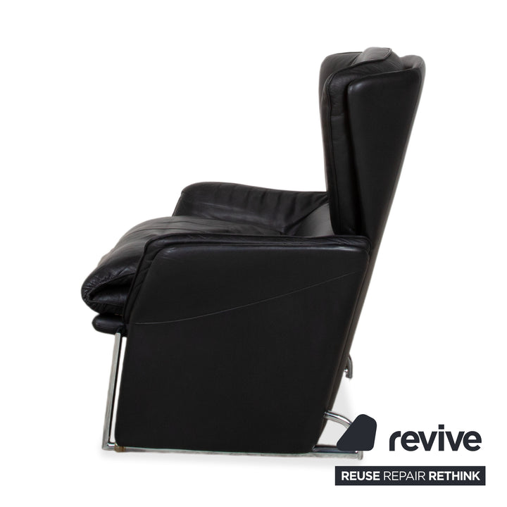 FSM Unus Leder Sessel Schwarz manuelle Relaxfunktion