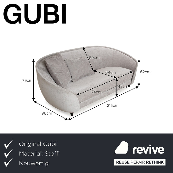 Canapé 2 places en tissu inversé Gubi gris argenté