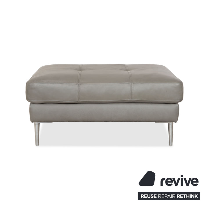 Gutmann Factory Leather Stool Grey Chrome Feet