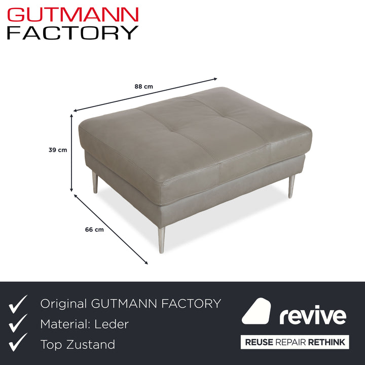 Gutmann Factory Leather Stool Grey Chrome Feet