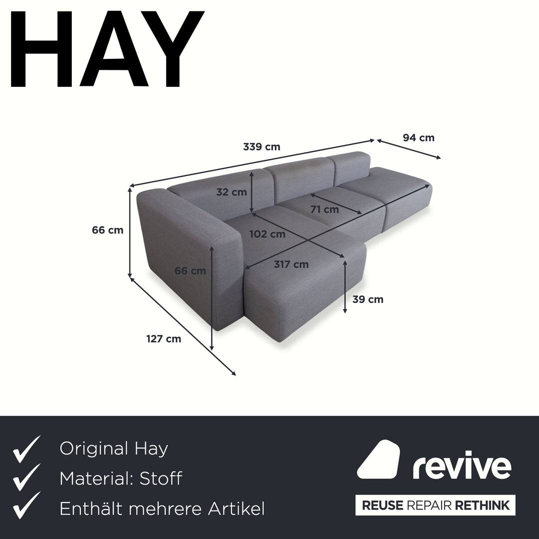 Canapé d'angle en tissu HAY Mags, pouf, gris