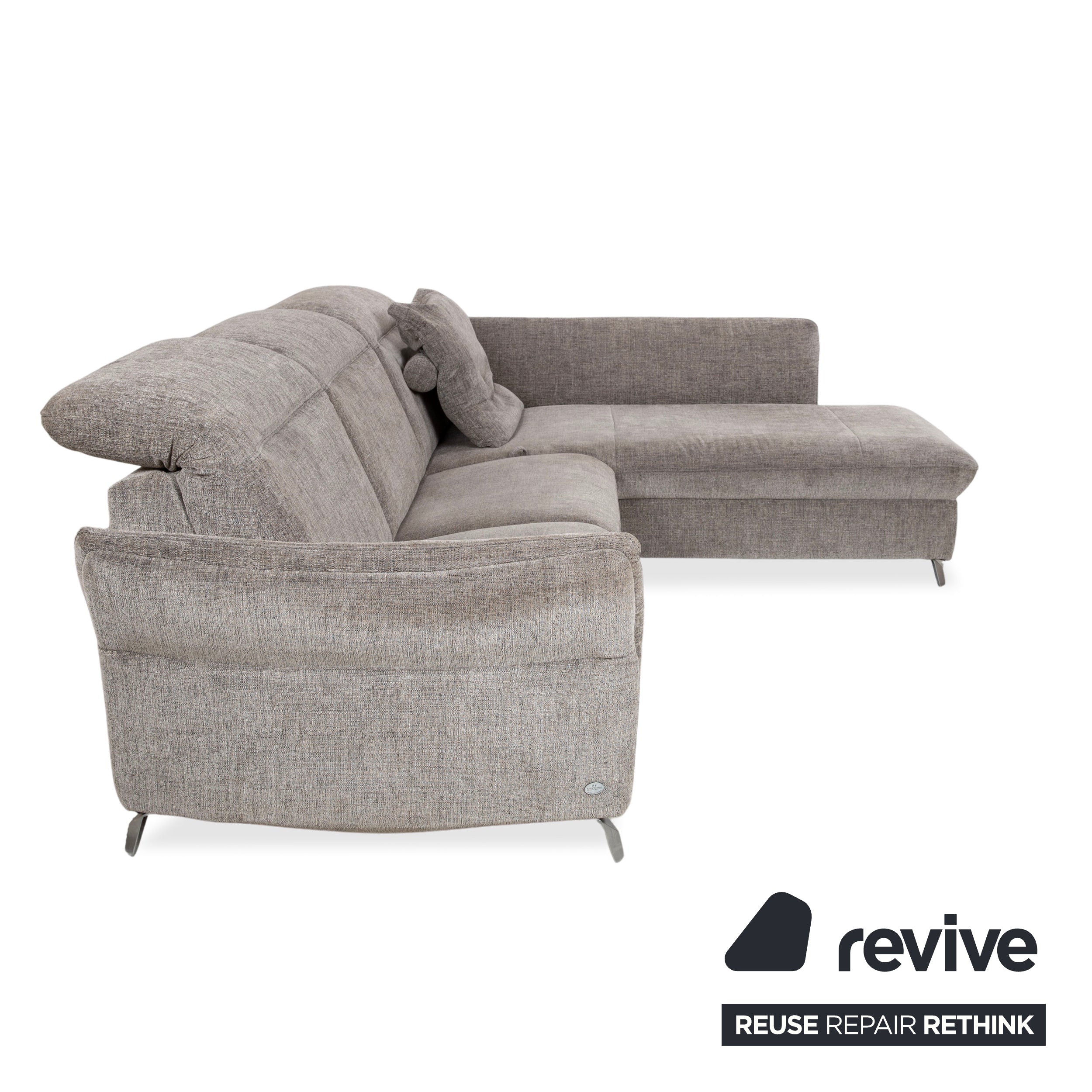 Himolla 1065.85 Stoff Ecksofa Grau meliert manuelle Funktion Couch Recamiere Rechts