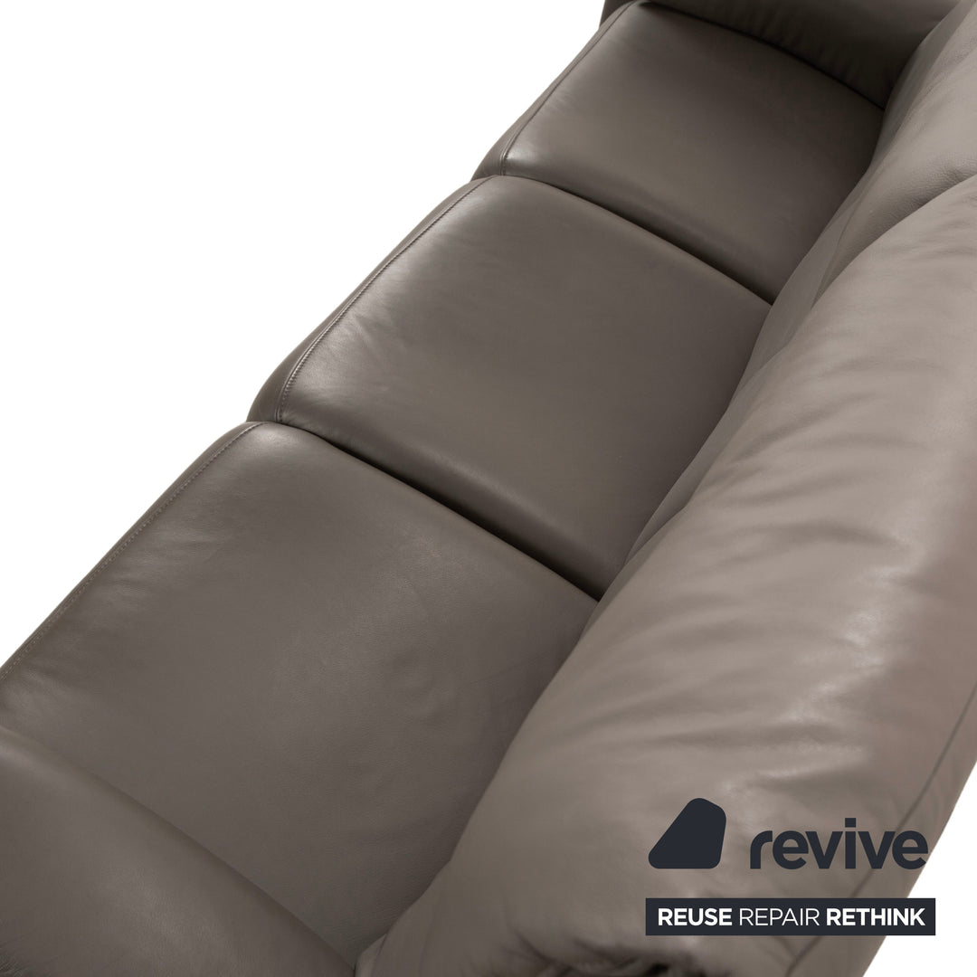 Himolla 4879 Leather Three-Seater Sofa Grey Brown Taupe Couch