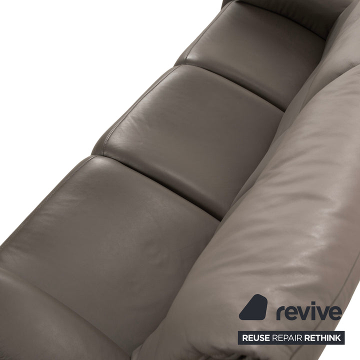 Himolla 4879 Leather Three-Seater Sofa Grey Brown Taupe Couch