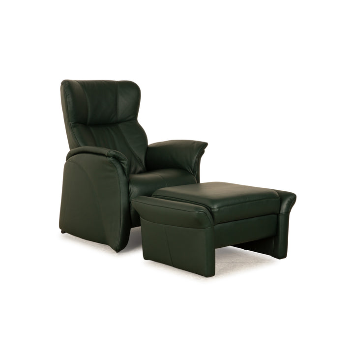 Himolla Cumuly ensemble de fauteuils en cuir vert foncé fauteuil tabouret canapé