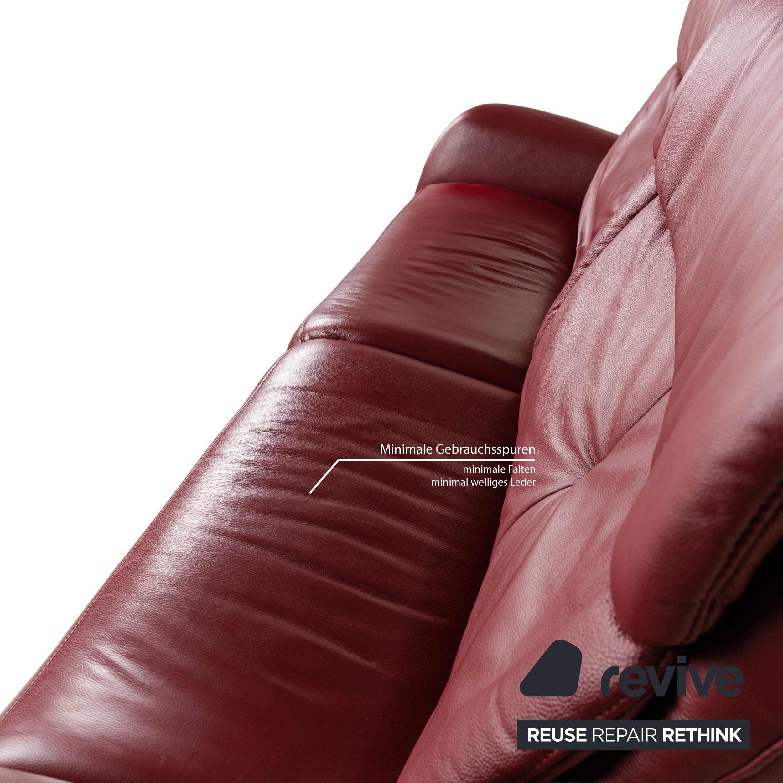 Himolla Cumuly Leder Sofa Garnitur Rot Dunkelrot Dreisitzer Couch