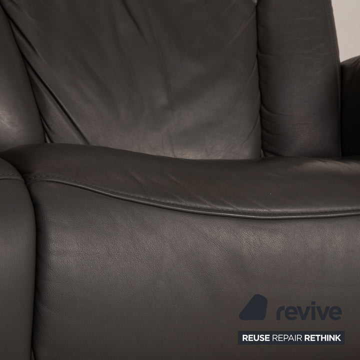 Himolla Cumuly Leder Sofa Grau Dreisitzer Couch