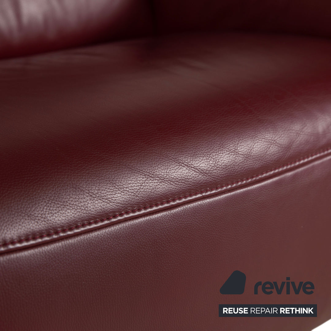 Himolla Dreisitzer Leder Sofa Rot Weinrot manuelle Funktion Couch