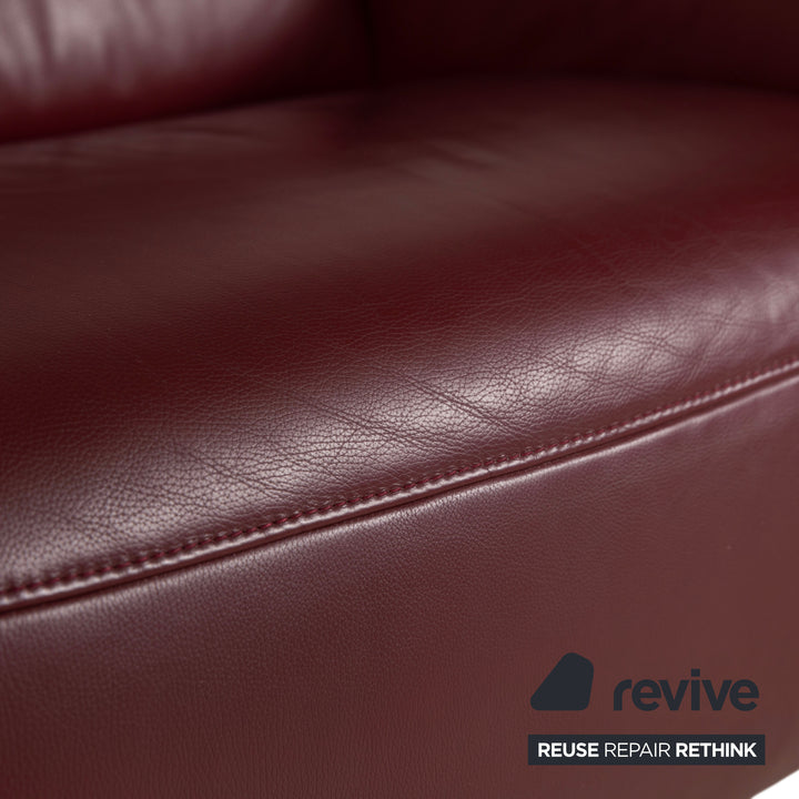 Himolla Dreisitzer Leder Sofa Rot Weinrot manuelle Funktion Couch