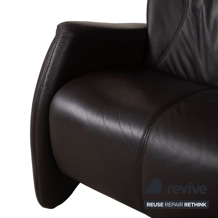 Himolla Suite 4571 Cumuly Leather Three-Seater Armchair Anthracite Grey Sofa Couch Manual Recliner Function