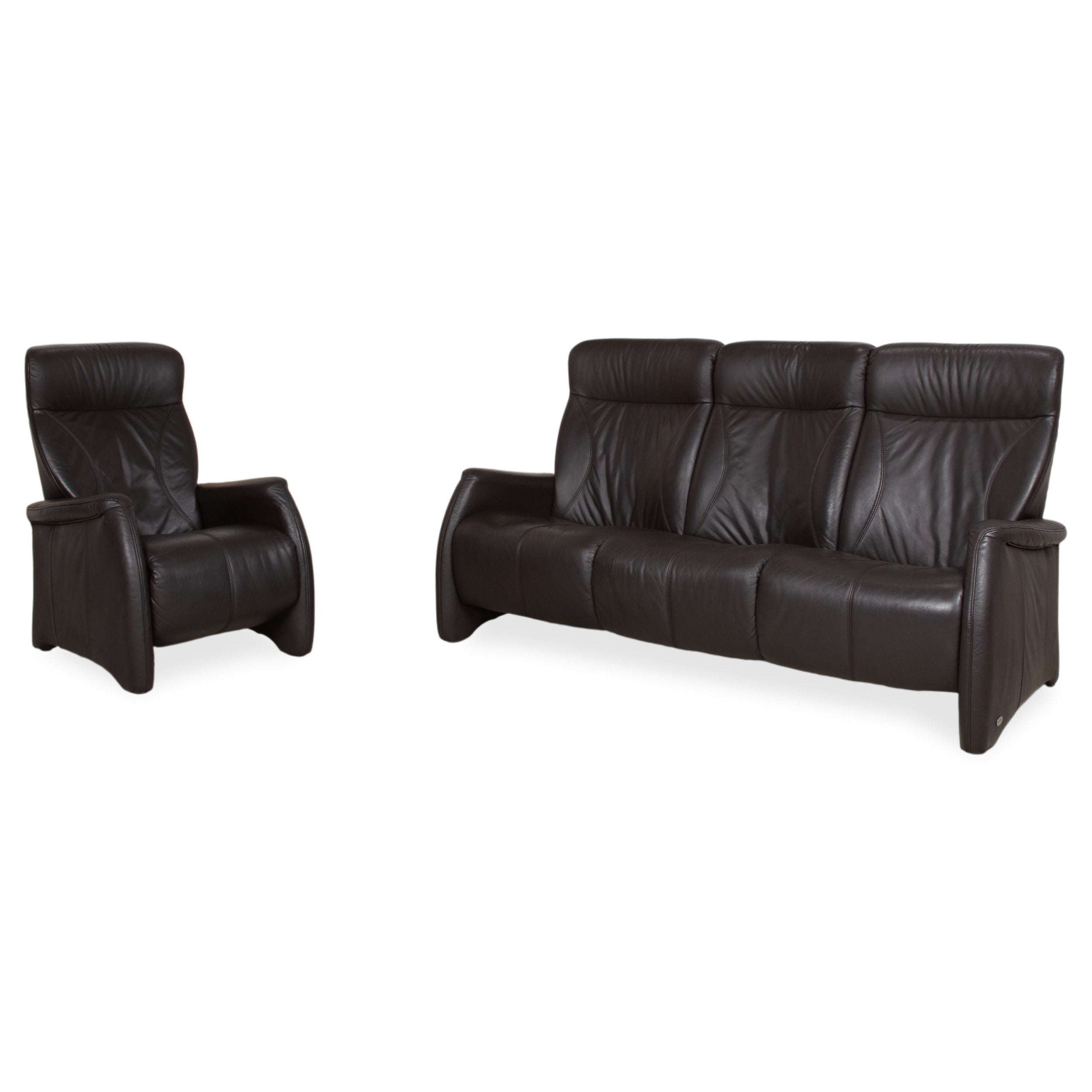 Himolla Garnitur 4571 Cumuly Leder Dreisitzer Sessel Anthrazit Grau Sofa Couch manuelle Funktion Relaxfunktion