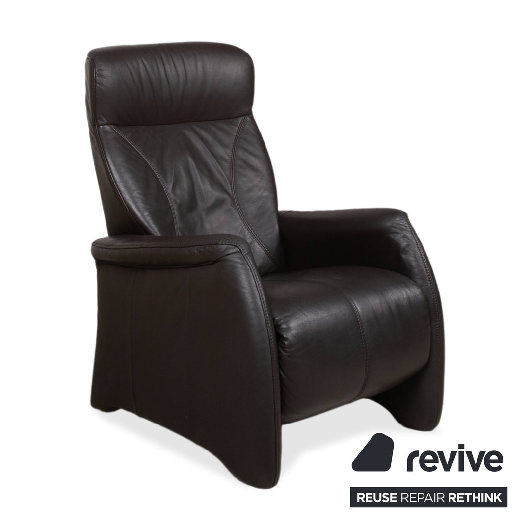 Himolla Suite 4571 Cumuly Leather Three-Seater Armchair Anthracite Grey Sofa Couch Manual Recliner Function