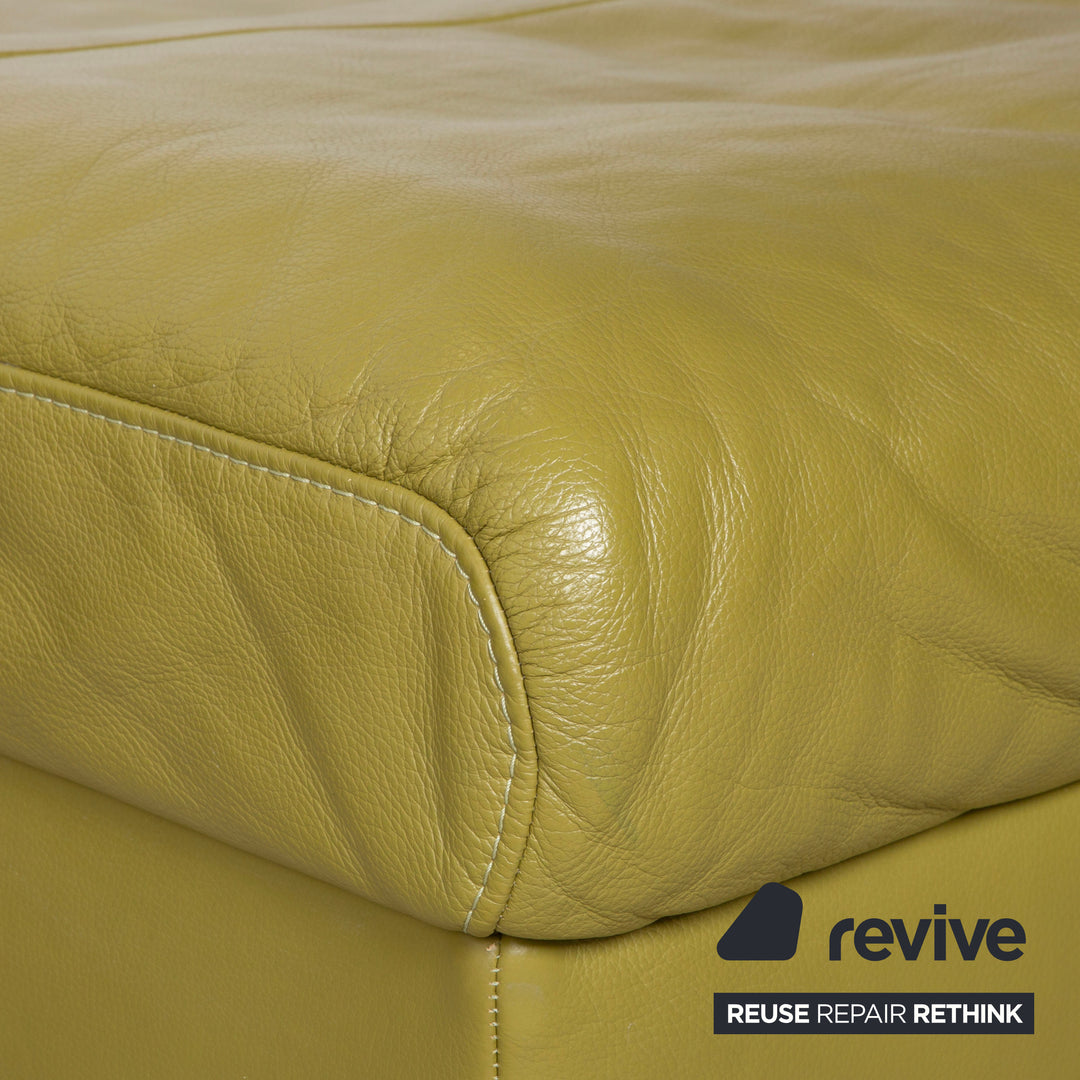 Himolla Leder Ecksofa Grün Gelb Olivgrün elektrische und manuelle Funktion Sofa Couch