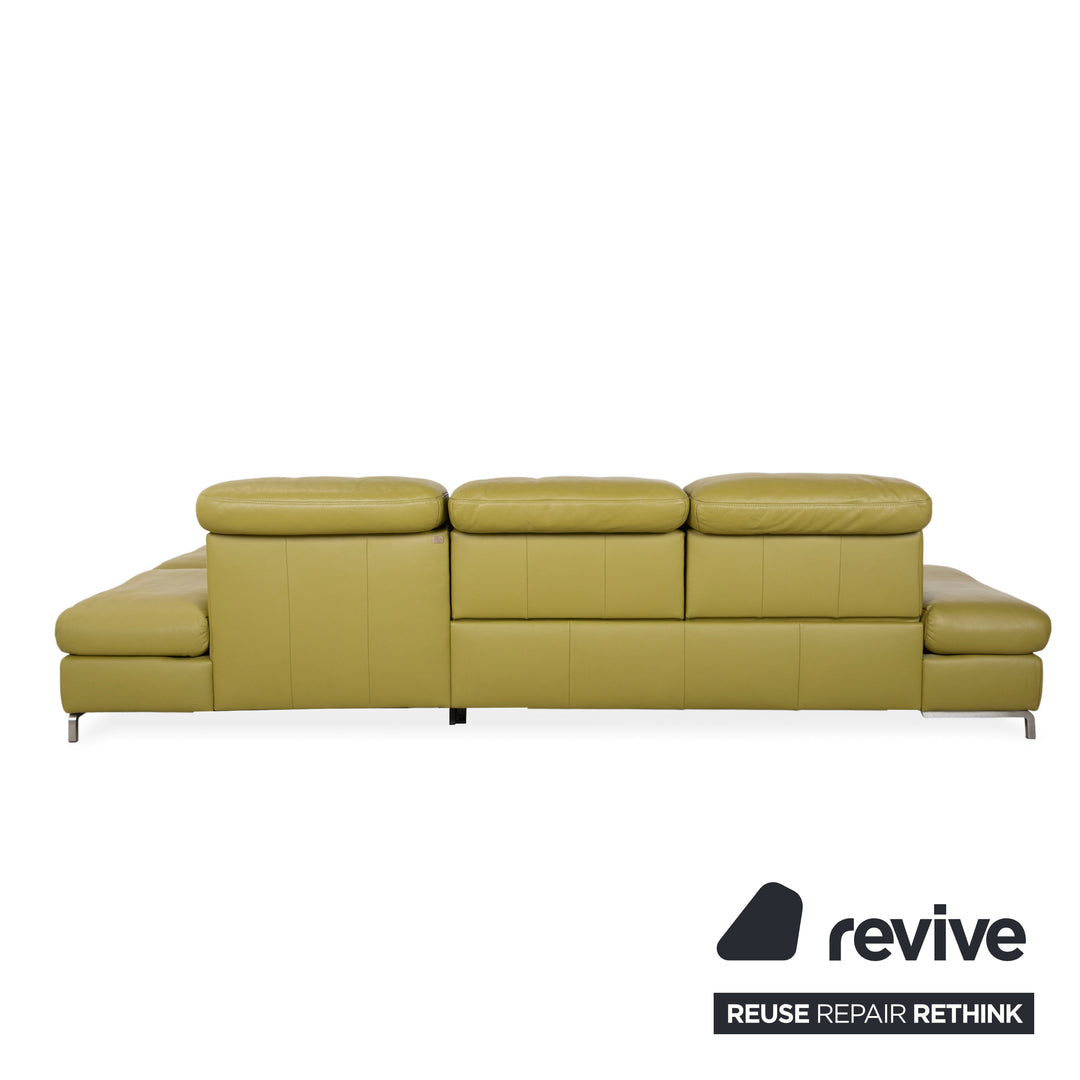 Himolla Leder Ecksofa Grün Gelb Olivgrün elektrische und manuelle Funktion Sofa Couch