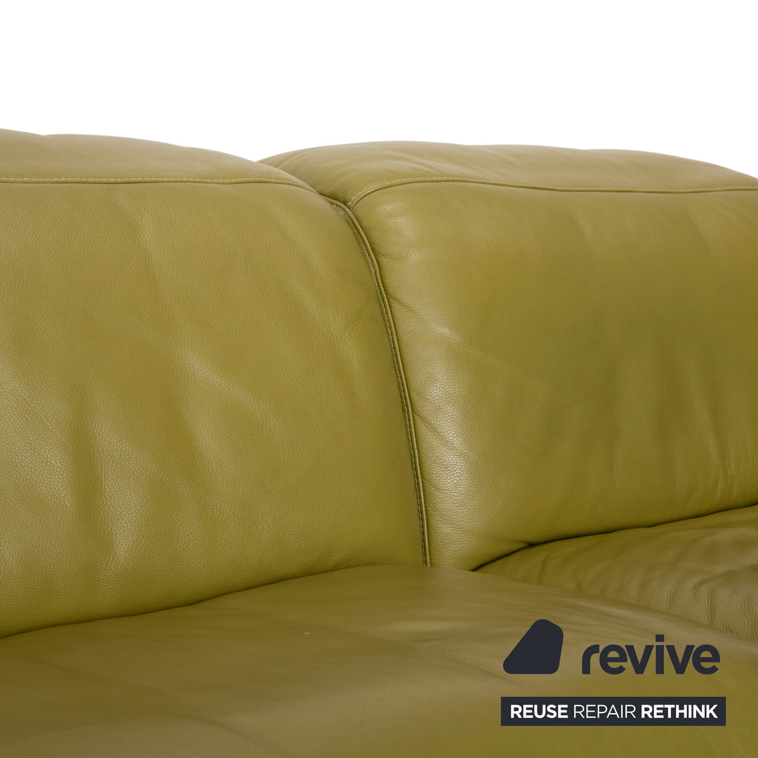 Himolla Leder Ecksofa Grün Gelb Olivgrün elektrische und manuelle Funktion Sofa Couch