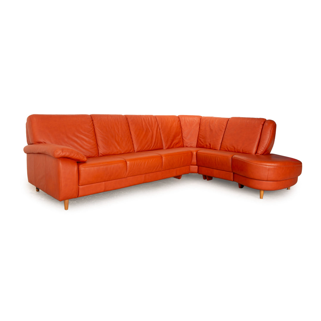 Himolla Leather Corner Sofa Orange Sofa Couch