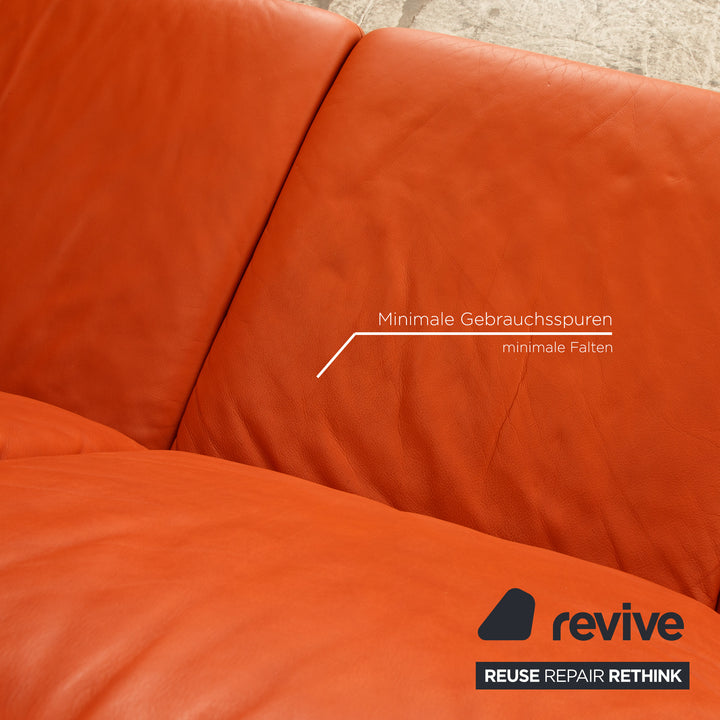 Himolla Leather Corner Sofa Orange Sofa Couch