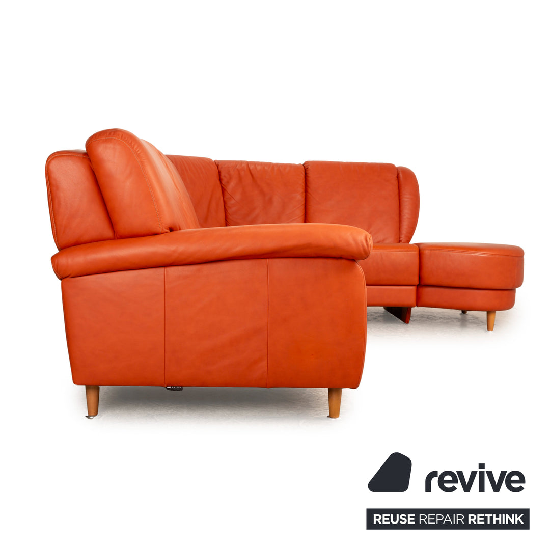 Himolla Leather Corner Sofa Orange Sofa Couch