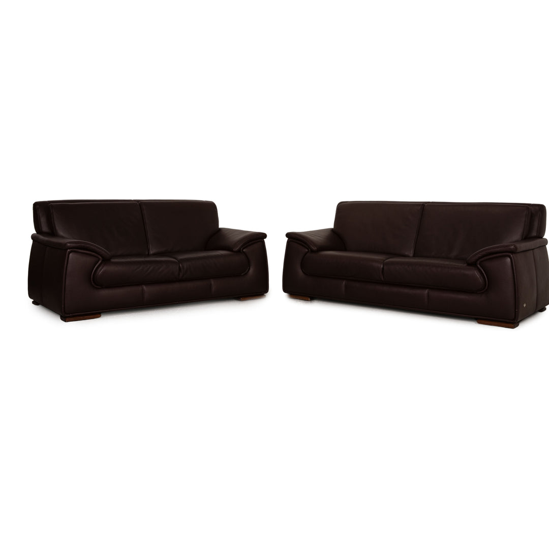 Himolla Leder Sofa Garnitur Braun Dreisitzer Zweisitzer  Sofa Couch