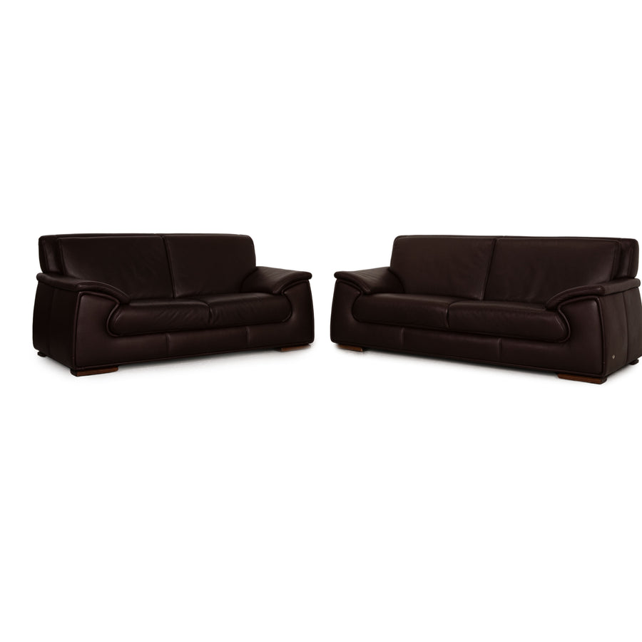 Himolla Leder Sofa Garnitur Braun Dreisitzer Zweisitzer  Sofa Couch