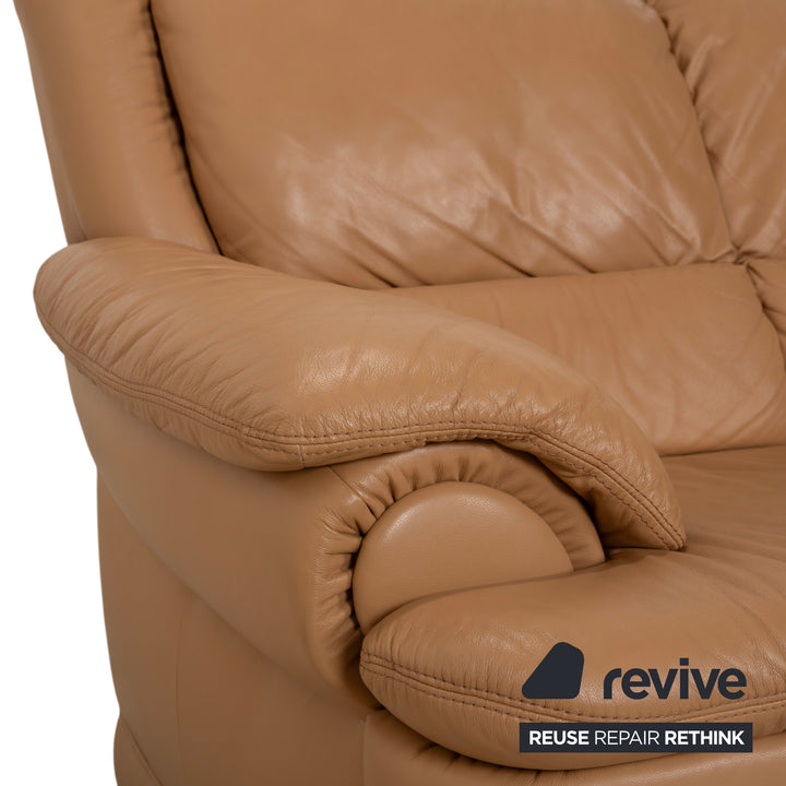 Himolla Leder Viersitzer Braun Beige Sofa Couch