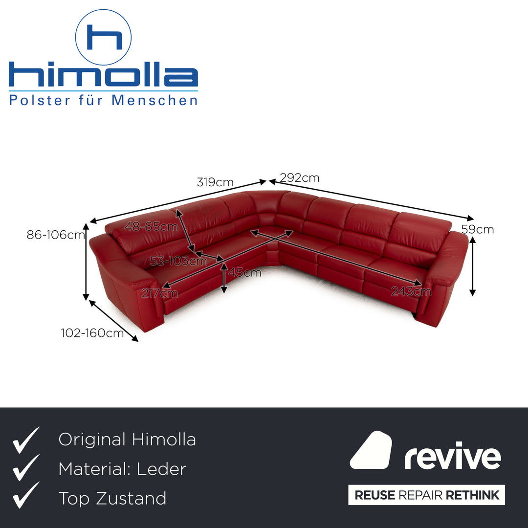 Himolla Planopoly Leder Ecksofa Rot manuelle Funktion Sofa Couch