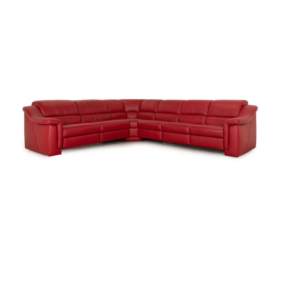 Himolla Planopoly Leder Ecksofa Rot manuelle Funktion Sofa Couch