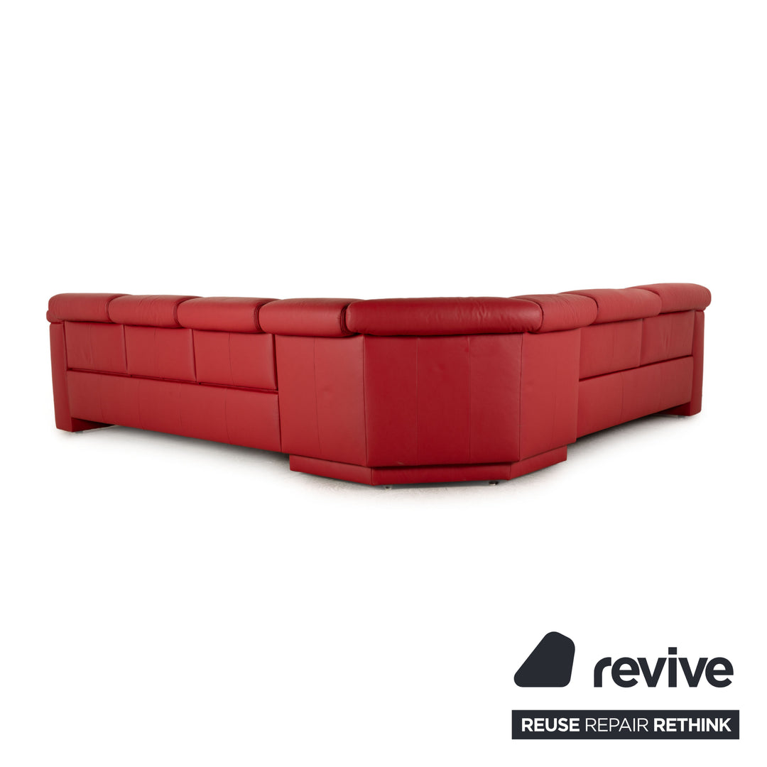 Himolla Planopoly Leder Ecksofa Rot manuelle Funktion Sofa Couch