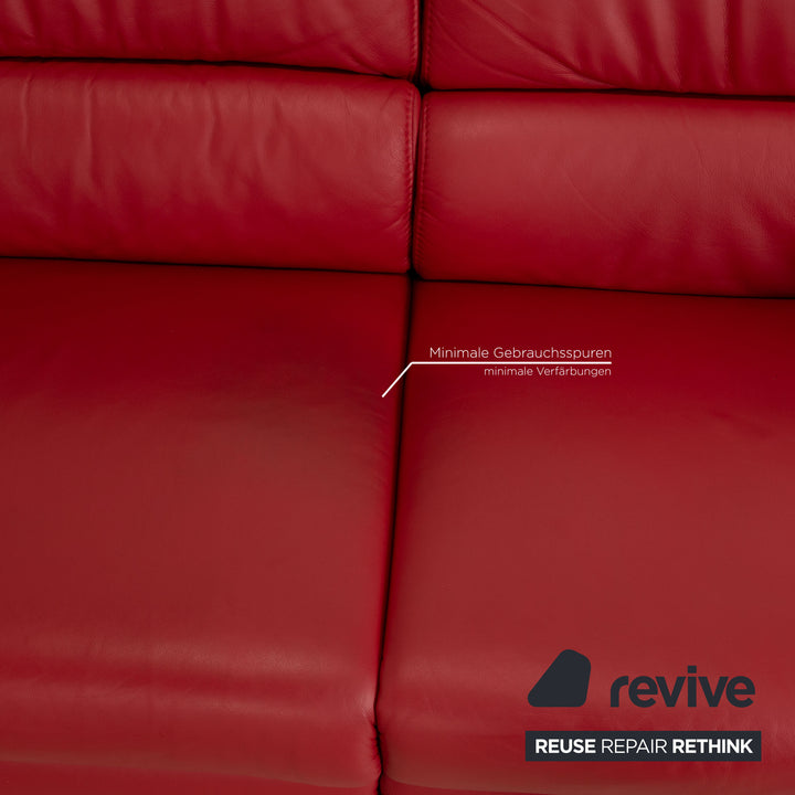 Himolla Planopoly Leder Ecksofa Rot manuelle Funktion Sofa Couch