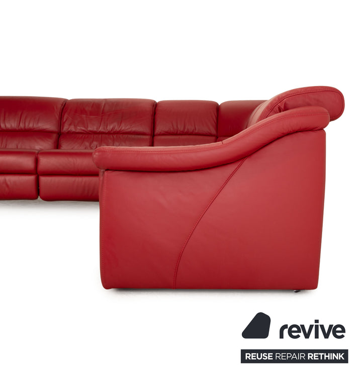 Himolla Planopoly Leder Ecksofa Rot manuelle Funktion Sofa Couch