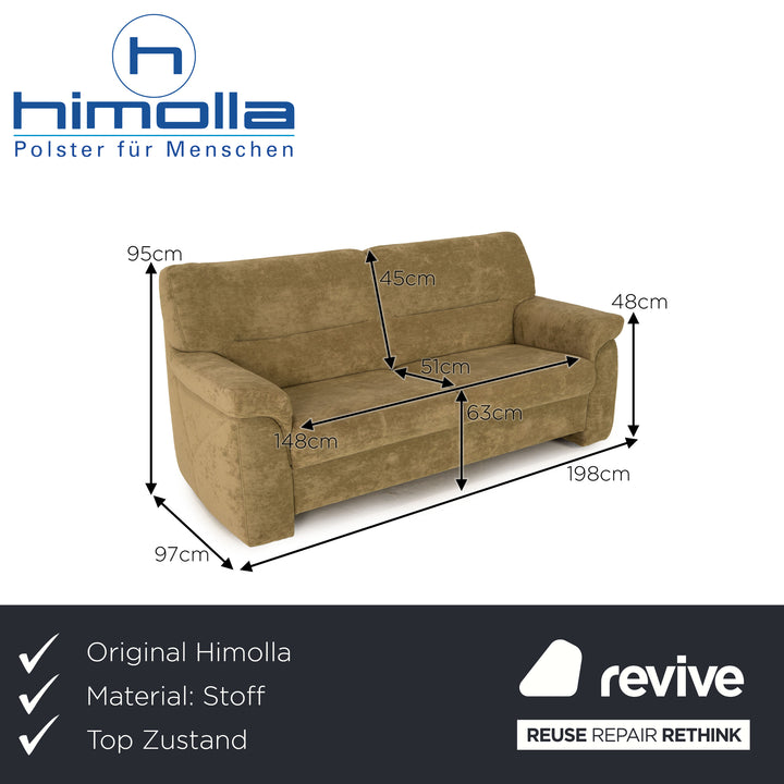 Himolla Planopoly Fabric Three Seater Gray Olive Sofa Couch