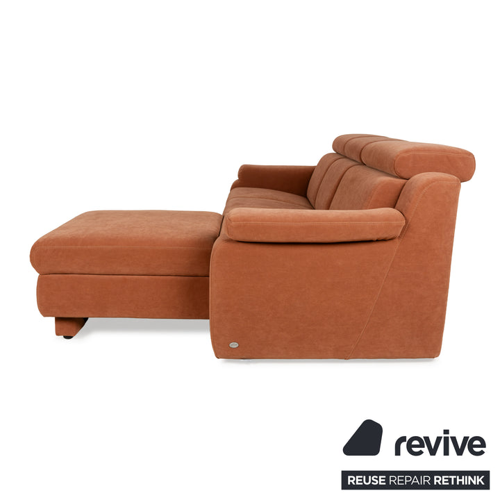 Himolla Planopoly fabric corner sofa brown camel sofa couch chaise longue right manual function
