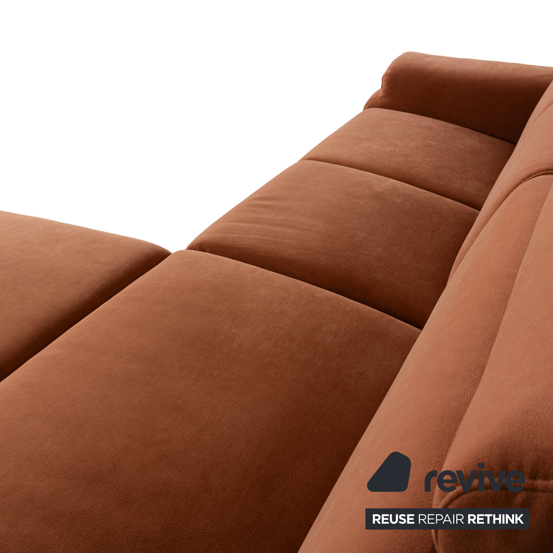 Ensemble canapé d'angle en tissu Himolla Planopoly marron camel canapé canapé tabouret à fonction manuelle