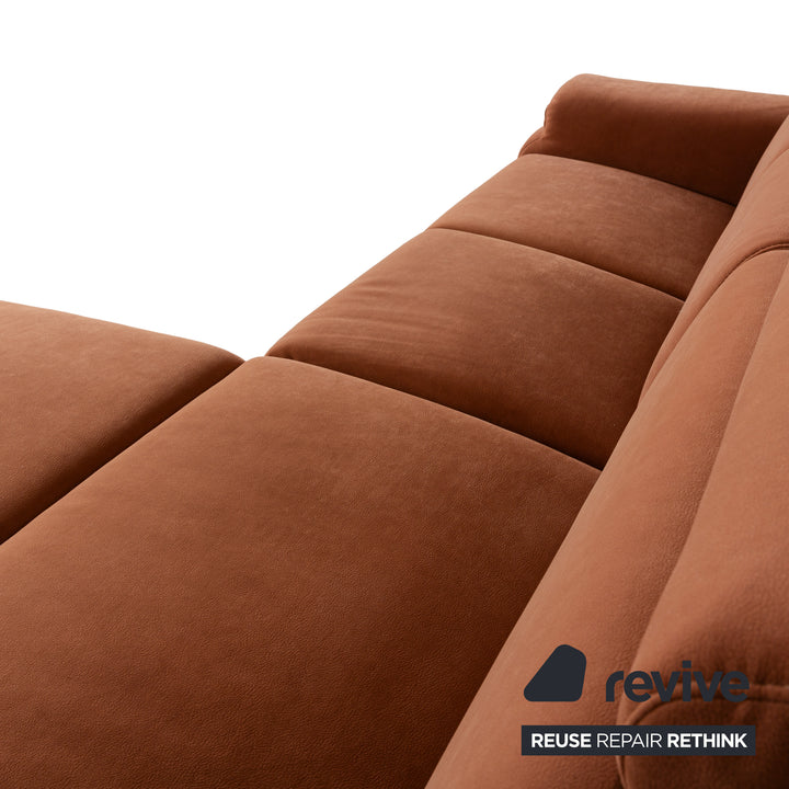 Ensemble canapé d'angle en tissu Himolla Planopoly marron camel canapé canapé tabouret à fonction manuelle