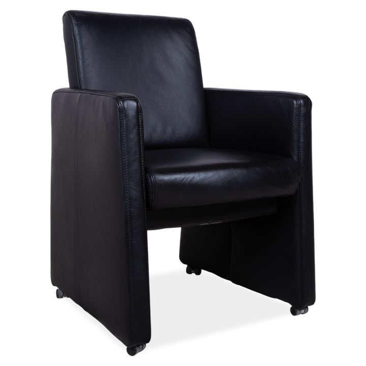 Himolla Sessel Leder Schwarz mit Rollen