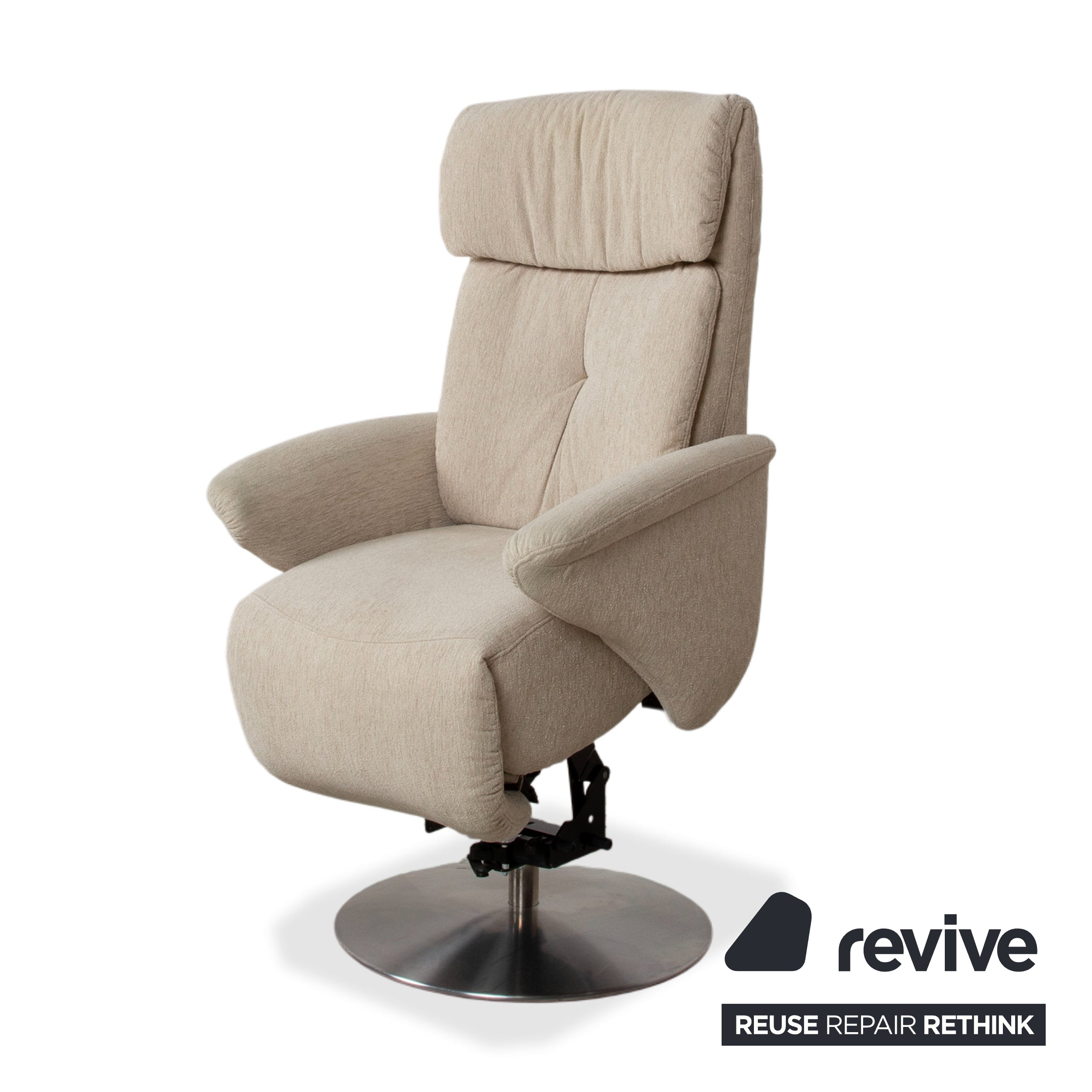 Himolla Stoff Sessel Creme Beige elektrische Funktion Aufstehhilfe
