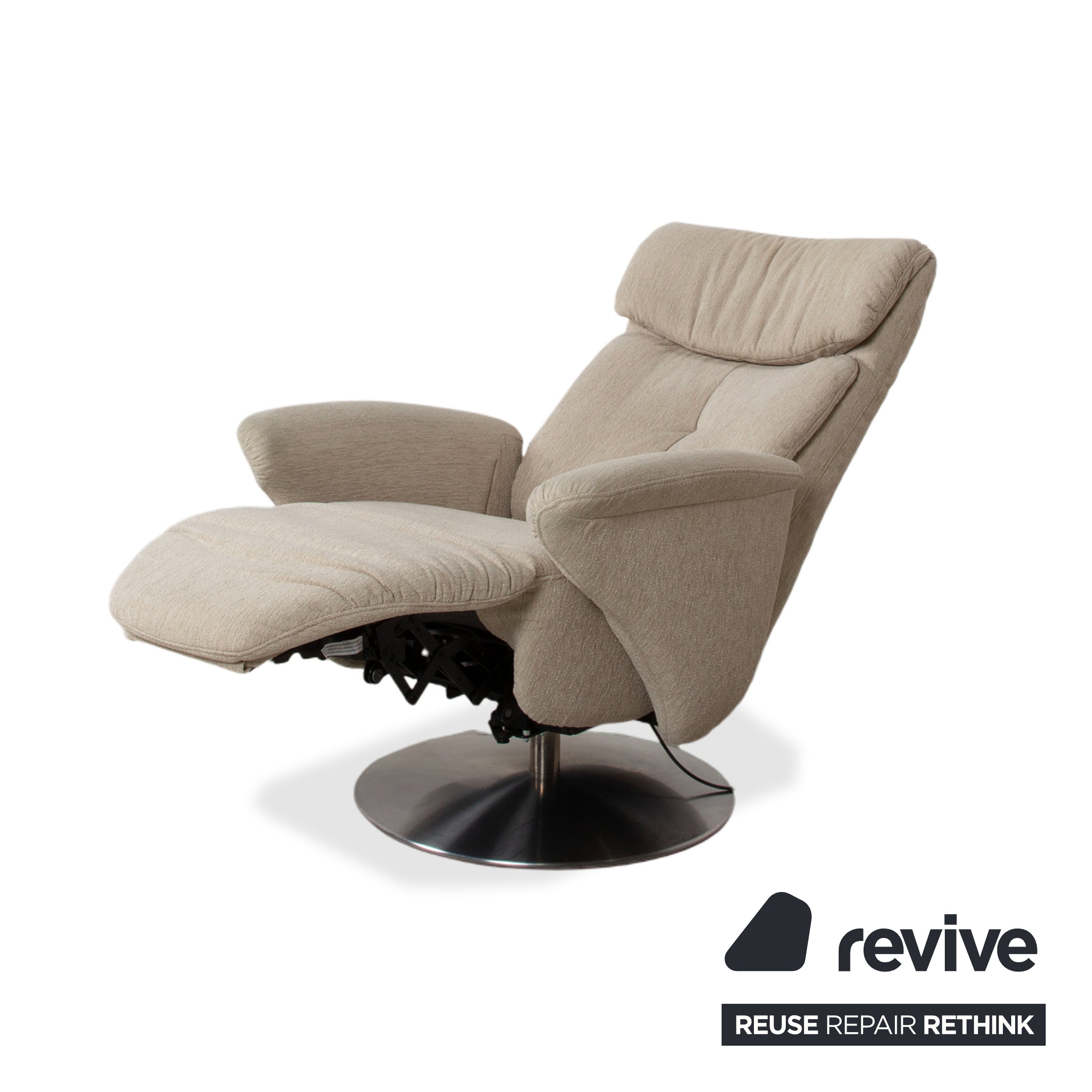 Himolla Stoff Sessel Creme Beige elektrische Funktion Aufstehhilfe