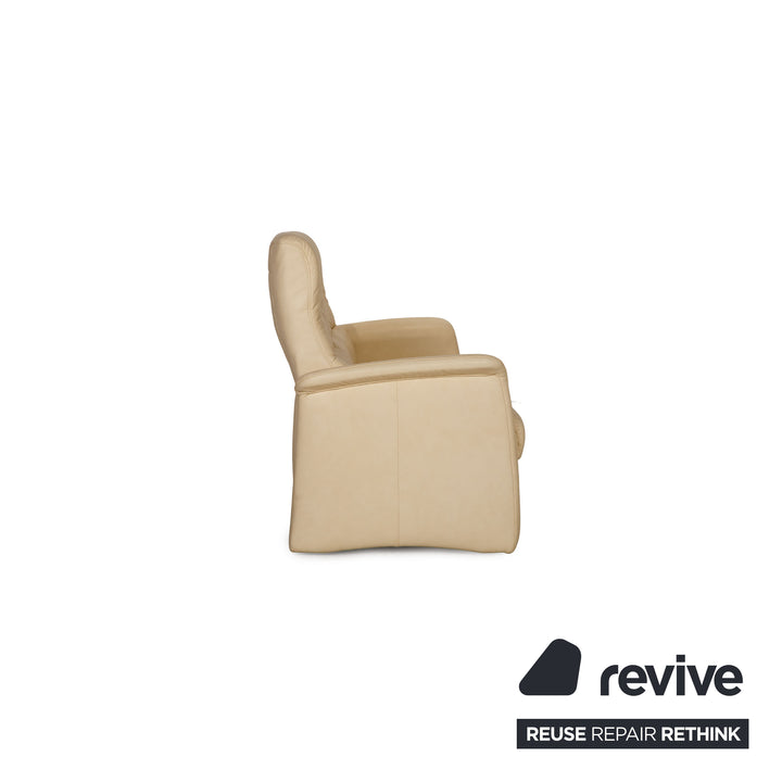 Himolla Variomed Leder Sofa Creme Dreisitzer Couch