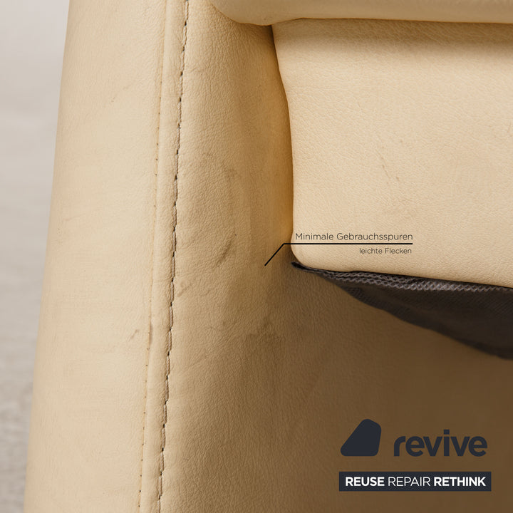 Himolla Variomed Leder Sofa Creme Dreisitzer Couch
