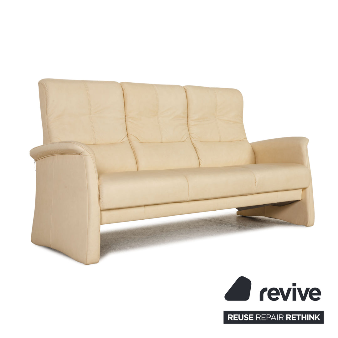 Himolla Variomed Leder Sofa Creme Dreisitzer Couch