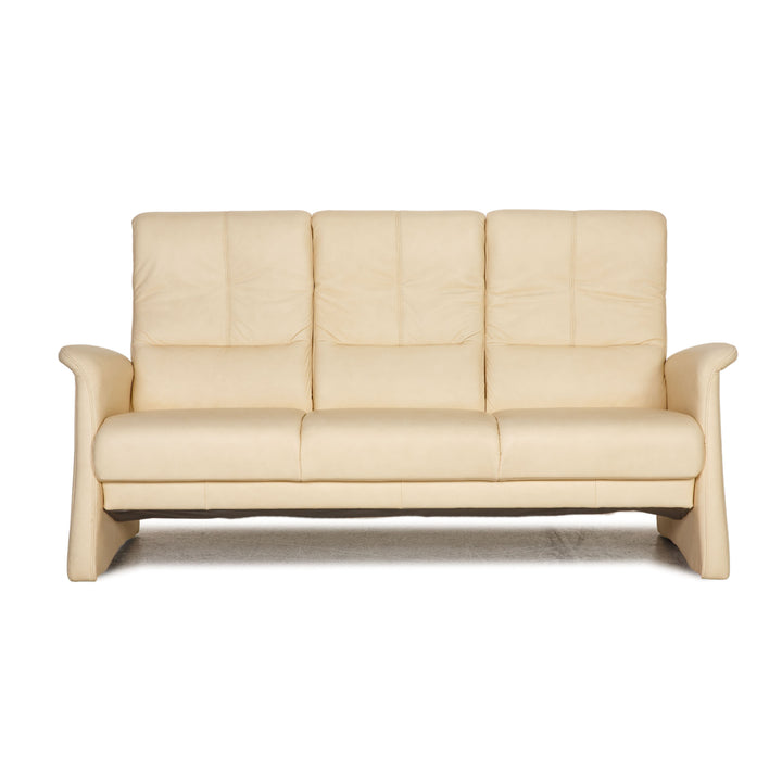 Himolla Variomed Leder Sofa Creme Dreisitzer Couch