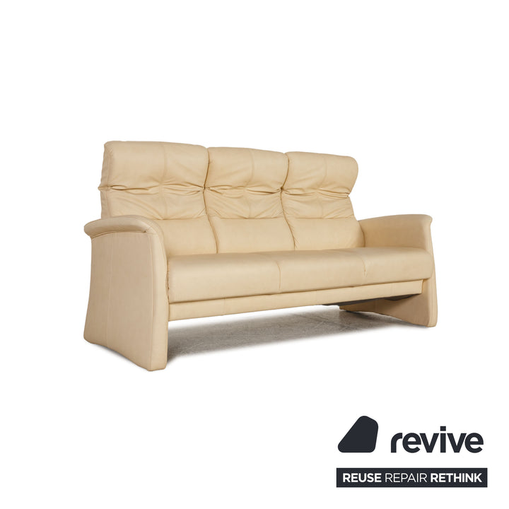 Himolla Variomed Leder Sofa Creme Dreisitzer Couch