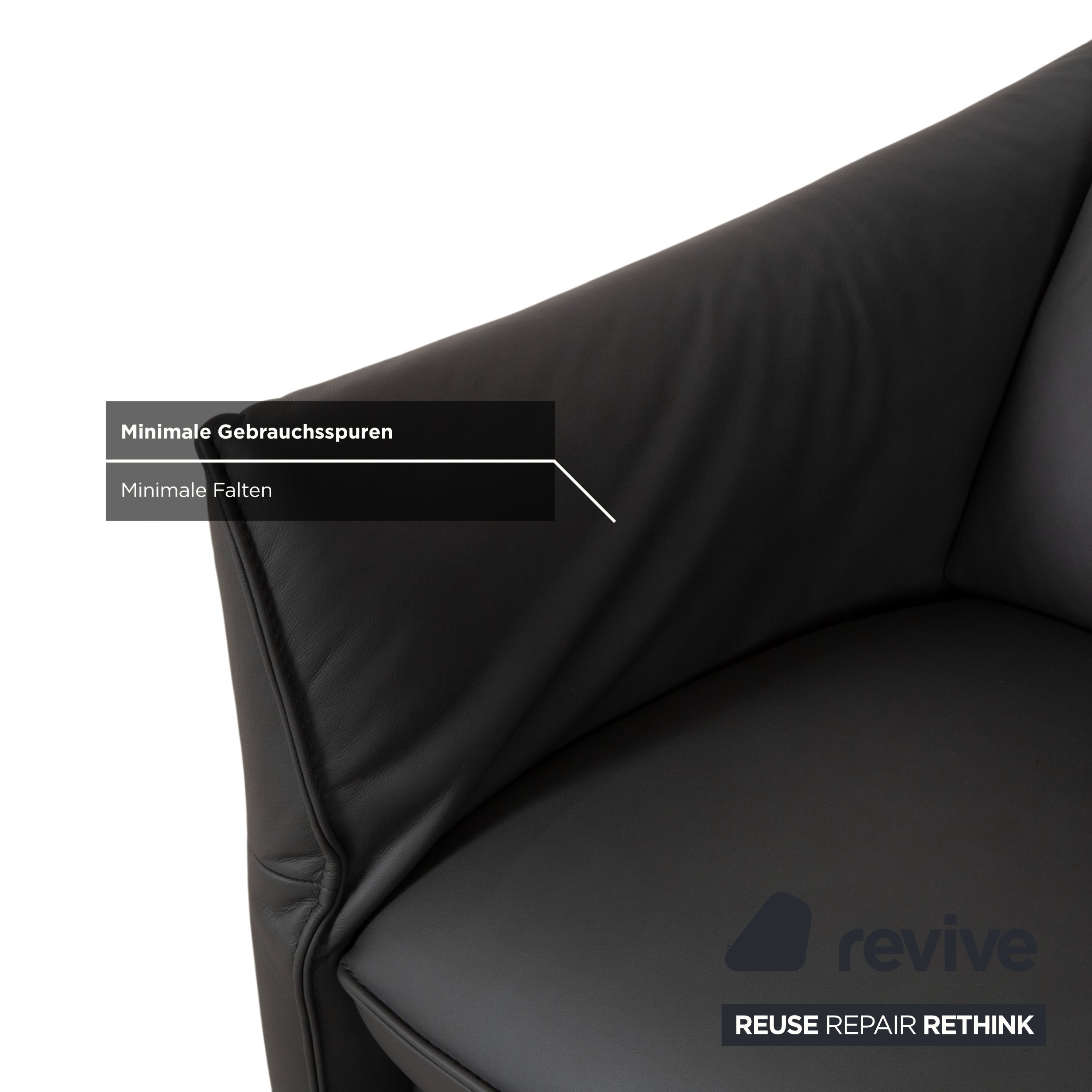 Himolla Weilheim Zweisitzer Dreisitzer Leder Sofa Grau manuelle Funktion Couch