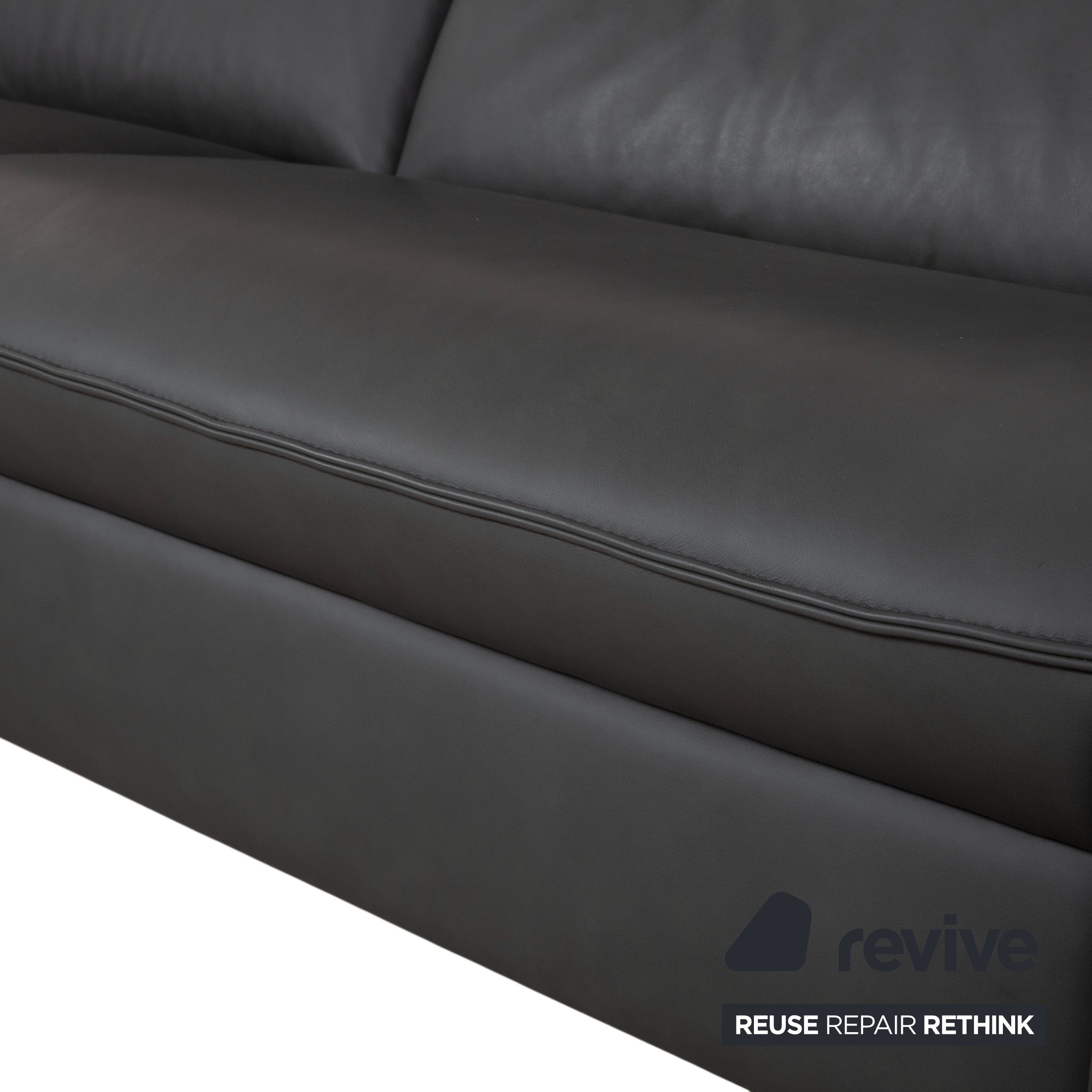 Himolla Weilheim Zweisitzer Dreisitzer Leder Sofa Grau manuelle Funktion Couch