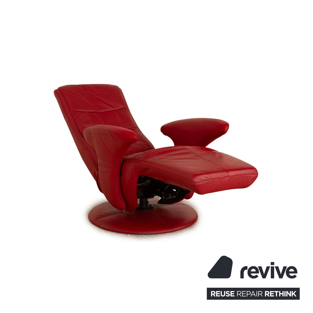 Hukla Leder Sessel Rot manuelle Funktion Relaxsessel