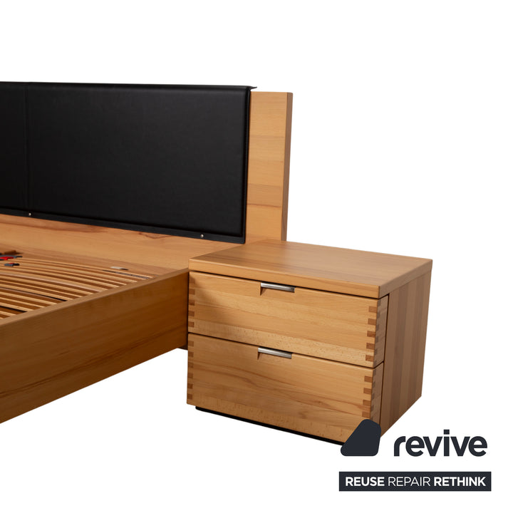 Hülsta Flavo Holz Bett Braun Schwarz mit Nachtschränken manuelle Funktion