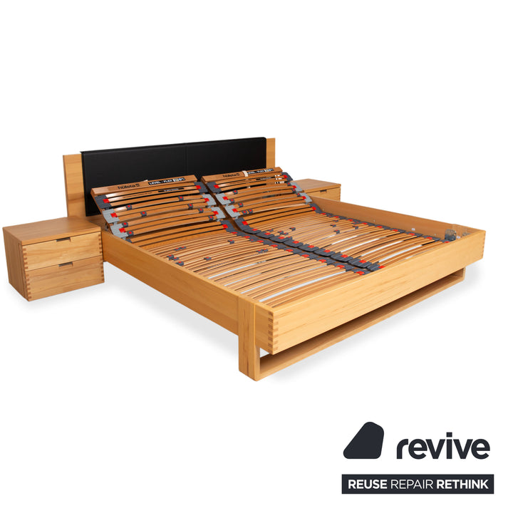 Hülsta Flavo Holz Bett Braun Schwarz mit Nachtschränken manuelle Funktion